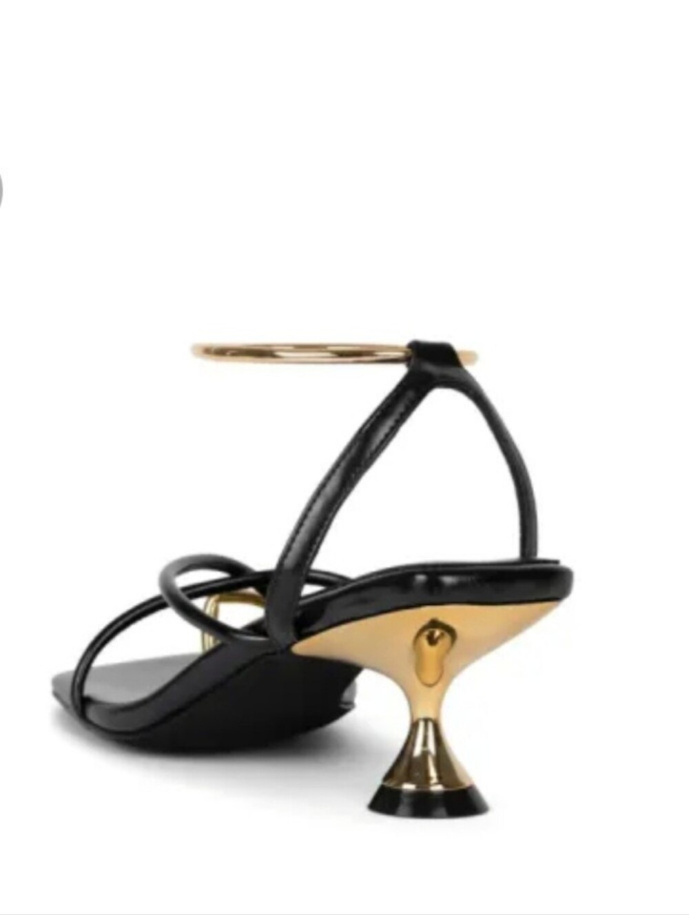 Jeffrey Campbell Black Strappy Sandal with Gold Sculptural Heel. New Without Tag - Picture 3 of 6